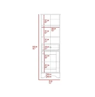 Depot E-Shop Norwalk 55H" Linen Single Door Cabinet, Three External Shelves, One Drawer, Two Interior Shelves