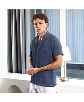 Campus Sutra Men's Lapis Blue Puffy-Textured Shirt