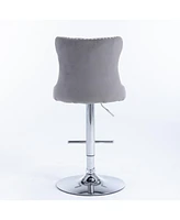 Slickblue Adjustable Swivel Velvet Barstools with 25-33 Inch Seat Height for Modern Home or Kitchen