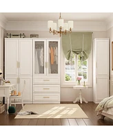Famapy 8-Door Big Armoires with Hanging Rods, Drawers, Shelves