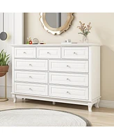 Homsee 9-Drawer Gray Wood Dresser Bedroom Storage Cabinet Modern Style