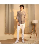 Men's Saltbox Beige Heathered-Buffalo Check Shirt