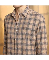 Campus Sutra Men's Saltbox Beige Heathered-Buffalo Check Shirt