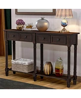 Slickblue Console Table Sofa Easy Assembly with Two Storage Drawers and Bottom Shelf for Living Room, Entryway