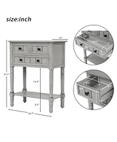 Slickblue Narrow Console Table, Slim Sofa Table with Three Storage Drawers and Bottom Shelf for Living Room, Easy Assembly