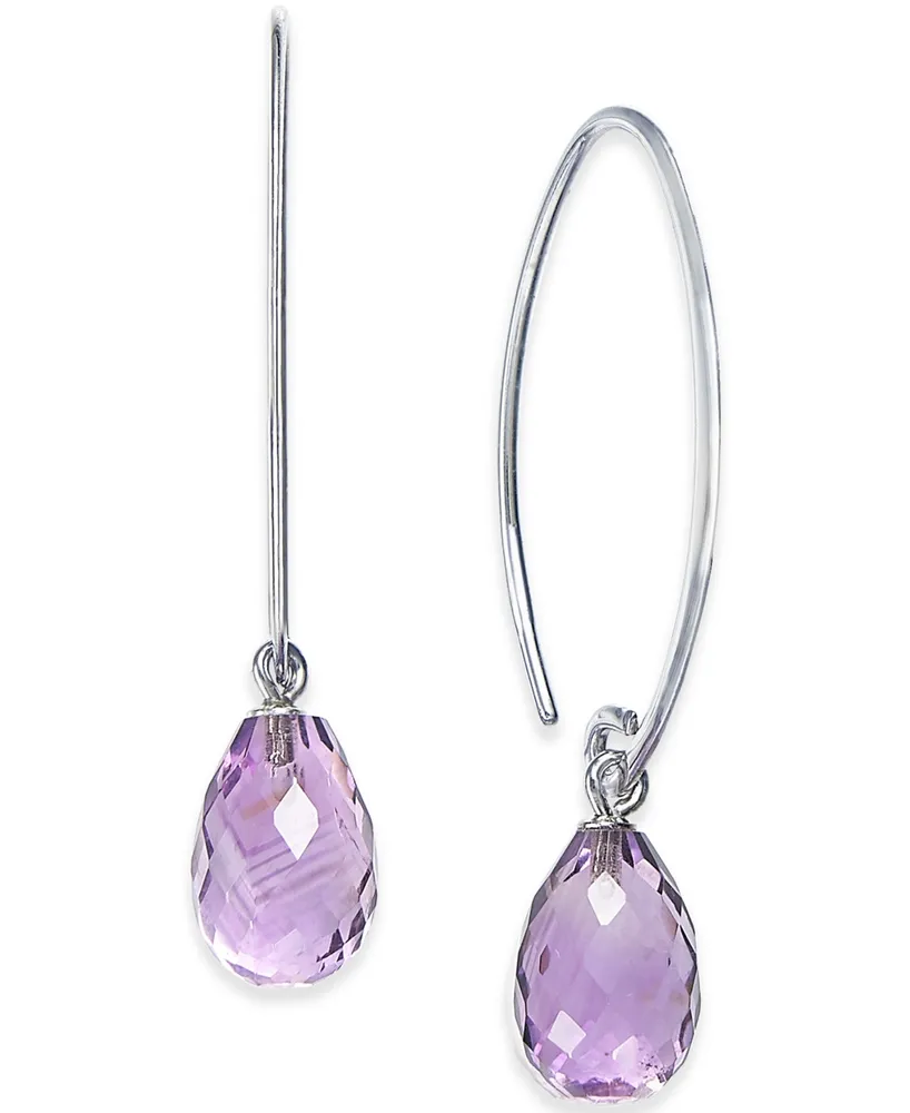 Gemstone Sweep Earrings Sterling Silver (Available Amethyst, Blue Topaz ,Citrine & Peridot)