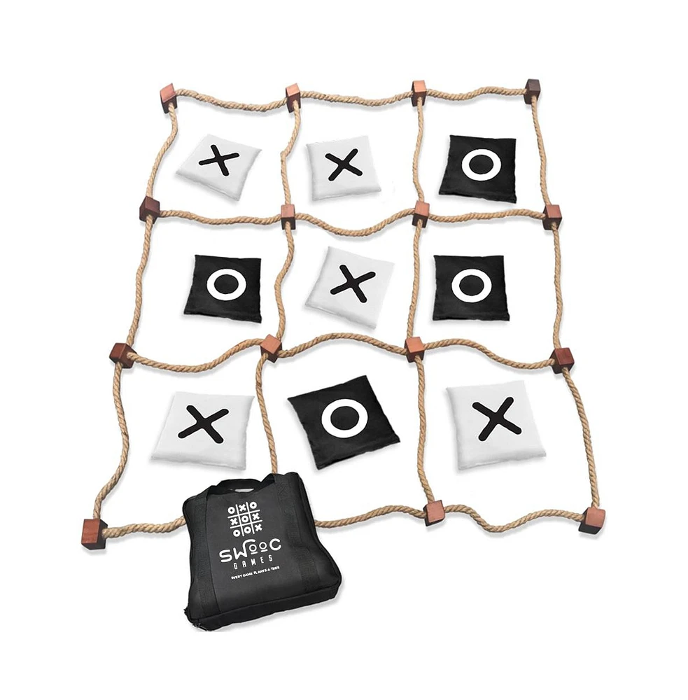 Swooc Games - Giant Tic Tac Toe Outdoor Game | 3ft x 3ft | Instant Setup, No Assembly | Bean Bag Toss Outdoor Games For Kids 8