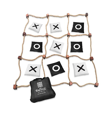 Swooc Giant Tic Tac Toe Bean Bag Toss Game | 3ft x 3ft | Instant Setup | Tic Tac Toe Outdoor Game with Rope Game Board