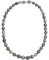 Tahitian Multicolor Pearl (8-10mm) Strand Necklace in 14k White Gold