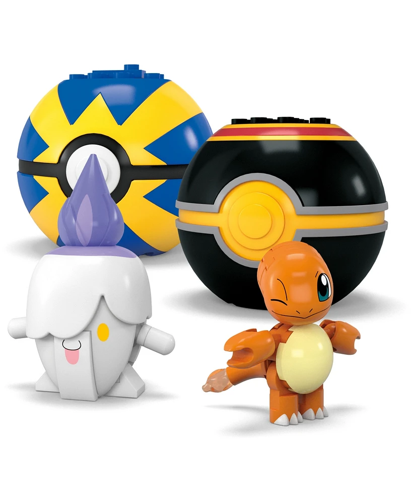 Pokemon Mega Fire-Type Team Building Toy Kit with 4 Action Figures, 105 Pieces