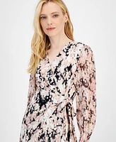 Anne Klein Women's Floral-Print Smocked Wrap Top