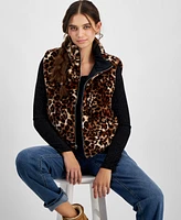 Planet Heart Juniors' Reversible Faux-Fur Zip-Front Vest