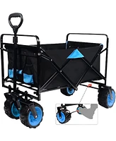 Slickblue Collapsible Heavy Duty Beach Wagon Cart for Easy Transport