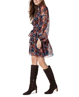 Sam Edelman Women's Ava High-Neck Floral-Print Dress - Navy