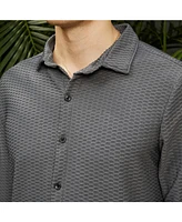 Men's Space Grey Hive-Textured Shirt