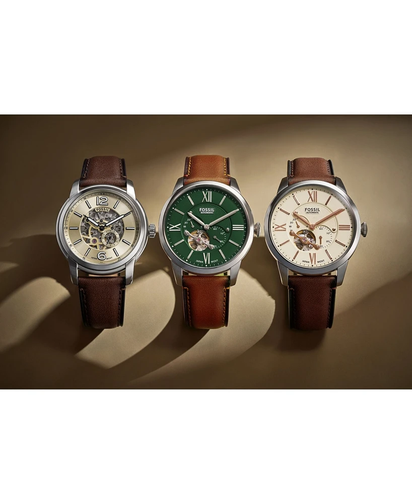 Fossil Men's Townsman Automatic Brown Leather Watch, 44mm