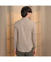 Men's Khaki Brown Halo-Striped Shirt