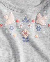 First Impressions Baby Girls Long-Sleeve Nordic Embroidery T-Shirt, Created for Macy's