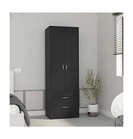 Depot E-Shop Portugal Armoire 70H", Double Door Cabinet, Two Drawers, Metal Handles, Rod