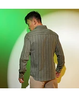 Men's Moss Green Halo Striped Shirt