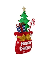 Northlight 41.75" 3D Lighted "Merry Christmas" Gift Bag Outdoor Yard Decoration