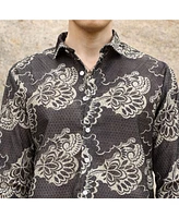 Campus Sutra Men's Charcoal Black Floral Block Shirt