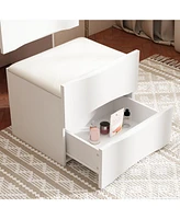 Homsee White Wood 3-Drawer Chest of Drawers with Flip-top Mirror