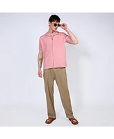 Campus Sutra Men's Blush Pink Ruched Shirt