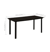 vidaXL Patio Dining Table Black 59.1"x31.5"x29.1" Steel and Glass