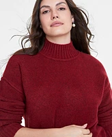 On 34th Women's Mock-Neck Jersey Roll-Trim Sweater, Exclusively at Macy's