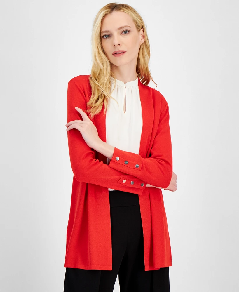 Anne Klein Women's Carmel Open-Front Buttoned-Cuff Cardigan