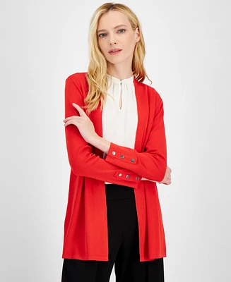 Anne Klein Women's Carmel Open-Front Buttoned-Cuff Cardigan