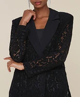 Avec Les Filles Women's Lace Long-Sleeve Tuxedo Jacket