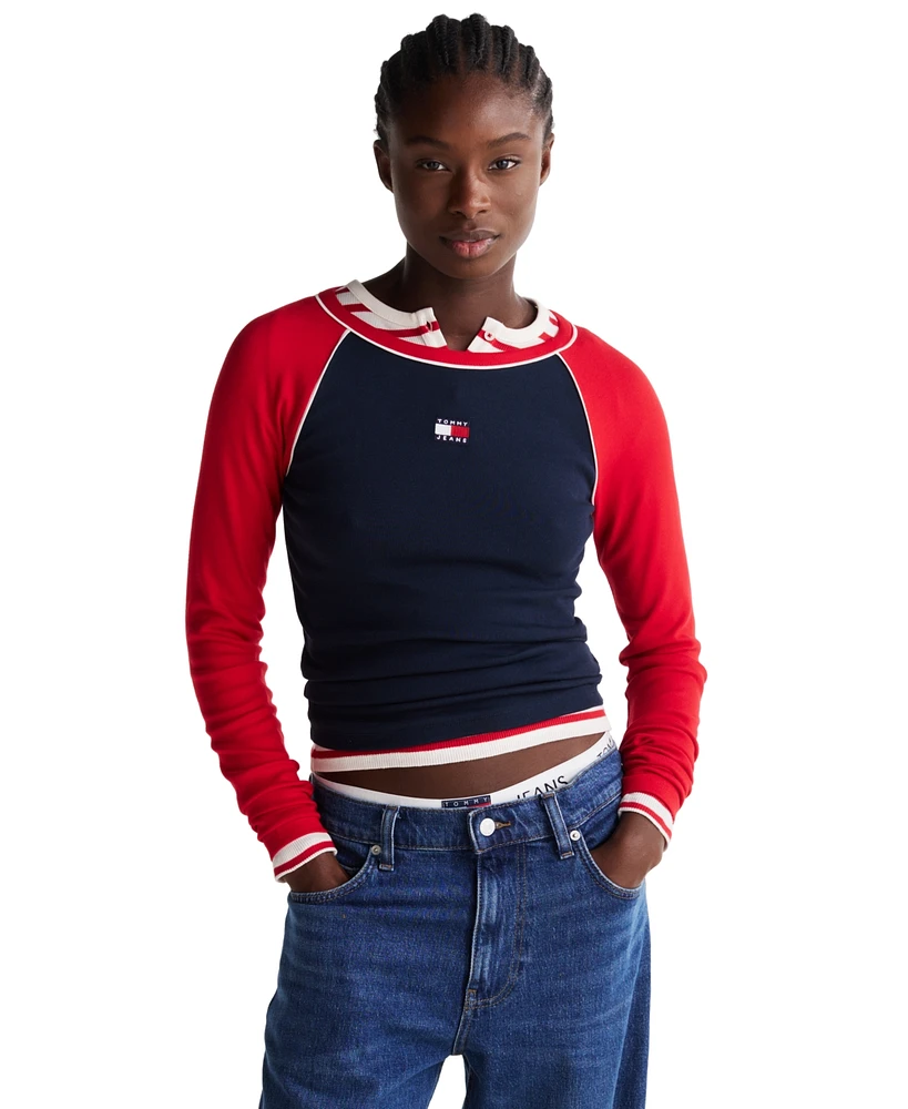 Tommy Jeans Women's Colorblocked Logo Long-Sleeve T-Shirt