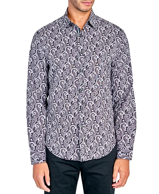 Society of Threads Men's Regular-Fit Non-Iron Performance Stretch Paisley Print Button-Down Shirt