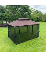 Slickblue Outdoor Patio Gazebo Canopy Tent – Ventilated Double Roof with Detachable Mosquito Netting, Ideal for Lawn, Garden