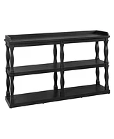 Console Table with 3-Tier Open Storage – Narrow Sofa Entry Table with Roman Column Legs for Living Room, Entryway, Hallway (Black)