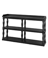 Console Table with 3-Tier Open Storage – Narrow Sofa Entry Table with Roman Column Legs for Living Room, Entryway, Hallway (Black)