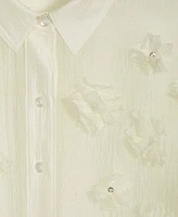 On 34th Women's 3D Floral Relaxed Organza Shirt, Created for Macy's