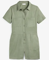 On 34th Women's Linen-Blend Utility Romper, Created for Macy's