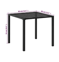 vidaXL Patio Table Black 31.5"x31.5"x28.3" Steel