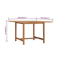 vidaXL Garden Table 47.2"x47.2"x29.5" Solid Teak Wood