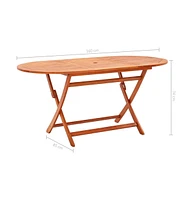 vidaXL Folding Patio Table 63"x33.5"x29.1" Solid Wood Eucalyptus