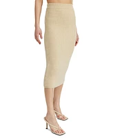 En Saison Women's Merril Ribbed Midi Pencil Skirt