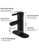 Greenspring Black Bathroom Faucet Farmhouse Single Handle Lavatory Basin Vanity Sink Faucet with Supply Line Lead-Free