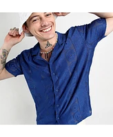 Campus Sutra Men's Indigo Blue Mandala Shirt