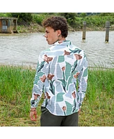 Campus Sutra Men's Pistachio Green & Ash Grey Abstract Tulip Shirt