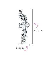 Bling Jewelry Boho Laurel Leaf Climber and Crawler Cartilage Ear Cuffs Clip Wrap Helix Non Pierced Earrings Western Jewelry For Women .925 Sterling Si