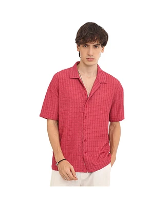 Campus Sutra Men's Striped Fringe Shirt