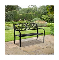 Slickblue 50'' Iron & Pvc Outdoor Bench – Durable Courtyard Park Seating for Leisure and Relaxation